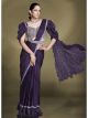 Purple ready-made pleated saree