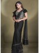 Black ready-made pleated saree