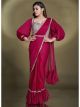 Dark Pink ready-made pleated saree