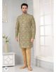 Multi Coloured Shades of Green Semi Indo-Western For Men