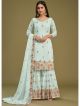 Sky Blue Heavy Embroidered Sharara Suit