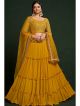 Mustard Faux Georgette Partywear Lehenga