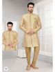 Multi Coloured Shades of Yellow Semi Indo-Western For Men