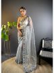 Grey Butterfly Net Wedding Saree