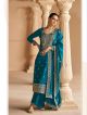 Teal Blue Embroidered Churidar/Palazzo/Pant Style Suit