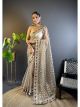 Beige Butterfly Net Wedding Saree