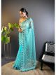 Blue Butterfly Net Wedding Saree