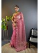 Pink Butterfly Net Wedding Saree