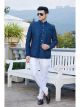 Blue Art Silk 3 Pcs-Jacket Jodhpuri