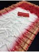 Red and White Saree for Holi and Puja