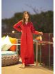 Red Pure Muslin Kurti With Pants
