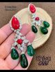 Red N Green Faux Diamond Earrings