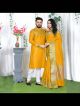 Lovely Haldi Yellow Couple Dress Silk Saree & Kurta