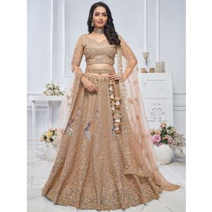 Mustard Show stopper Mustard Embroidered bridal wear lehenga