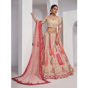 Chiku Paisley motifs beautiful peacock embroidered bridal lehenga choli set