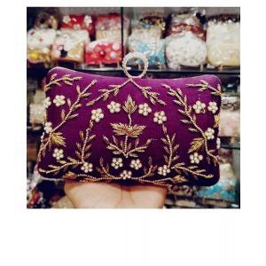 Purple Hand Embroidered Clutch