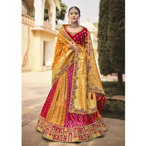 Multi Colour Silk Wedding Lehenga