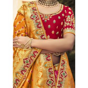 Multi Colour Silk Wedding Lehenga