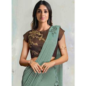 Grey and Black One Minute Saree Online at Best Price - Rutbaa